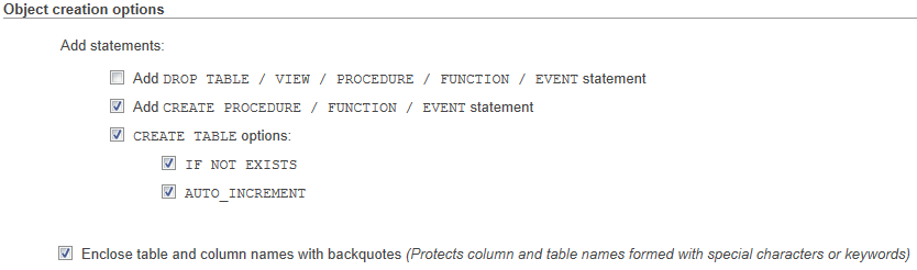 Object Creation Options Diagram